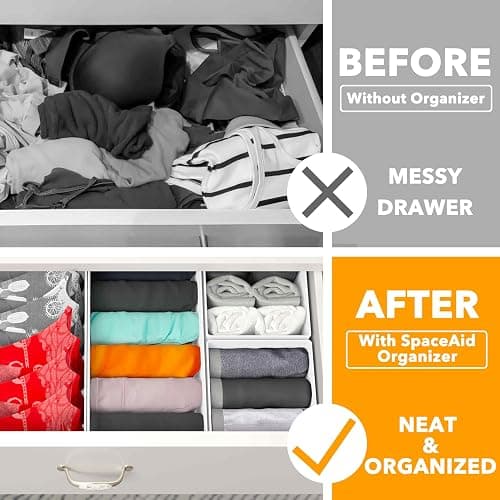 SpaceAid Drawer Organizer Clothes, 12 Pack Dresser Organizer Bins for Nursery, Closet Organization and Storage Dividers for Clothing, Baby Clothes, Underwears, Socks (White) thumbnail 3