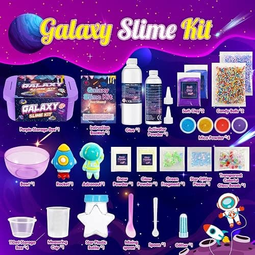 iKidiki Slime Making Kit, Toys for 6 7 8 9 10 11 12 Year Old Girls Boys Gifts Birthday Galaxy Slime Kits for Girls 6-12 Year Old Girl Boy Gifts Fluffy Slime Kids Birthday Presents Craft Kits for Kids thumbnail 7