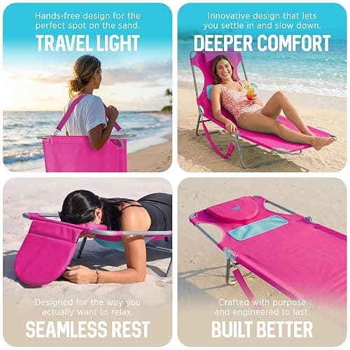 Ostrich the Ladies Comfort Lounger with Chest Support, Foldable and Portable Reclining Outdoor Patio Beach Lawn Camping Pool Tanning Chair, Pink thumbnail 11