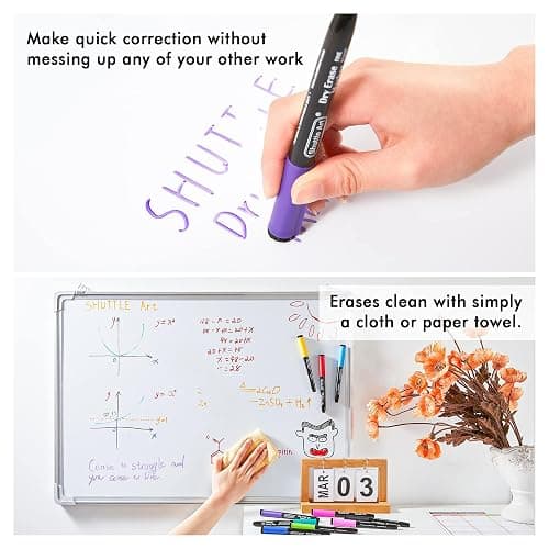 Shuttle Art Dry Erase Markers, 32 Pack 16 Colors Magnetic Whiteboard Markers with Erase, Fine Point Dry Erase Markers Perfect For Writing on Whiteboards,Mirrors for School Office Home thumbnail 6