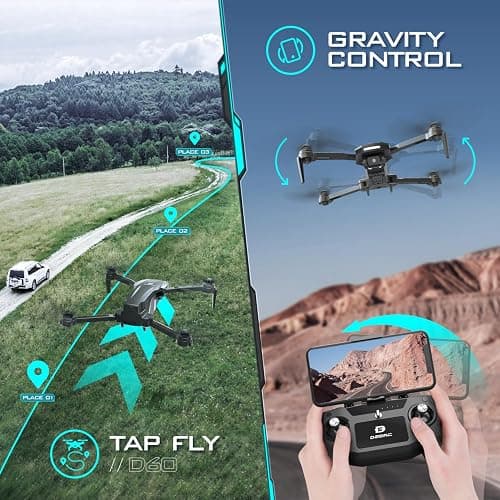 DEERC D60 Drone with Camera for Adults and Kids, 1080P HD FPV, Foldable RC Quadcopter with Gesture & Voice Control, Gravity Sensor, 22 Min Flight, Altitude Hold, Headless Mode, Beginner-Friendly Gift thumbnail 3