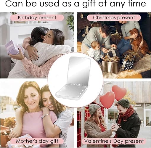 Flymiro Compact Mirror, 1x/3x Magnification Mini Mirror for Purse, Pocket, Handheld, Stocking Stuffers, Travel Makeup, 2-Sided Foldable, Small Mirror with Led Lights thumbnail 7