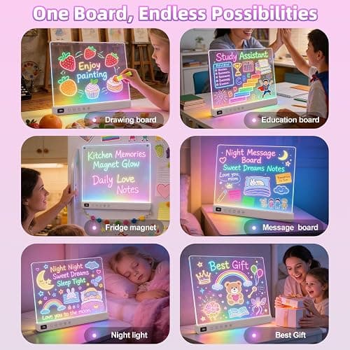 Rechargeable LED Drawing Board for Kids,16" Large Glow Doodle LED Note Board with 13 Light Modes,Neon Light Up Drawing Tablet with Stand,Chain & Magnet, Creative Birthday Gifts for Girls Boys Age 3-12 thumbnail 6