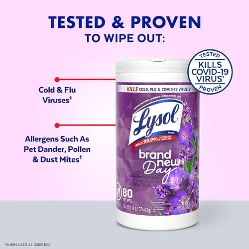 Lysol Disinfecting Wipes Bundle, Home Apartment Dorm Room Essentials and Cleaning Supplies, All Purpose Cleaner, Multi-surface Cleaning & Sanitizing Wipes, Lavender & Mango Scents, 80 Count (4pk) thumbnail 2