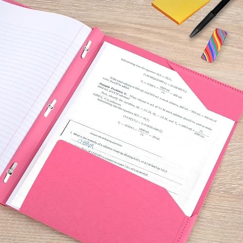 Five Star 2-Pocket Folder, Plastic Folder with Stay-Put Tabs and Prong Fasteners, Holds 8-1/2" x 11" Paper, Prom Pink (340300R) thumbnail 5