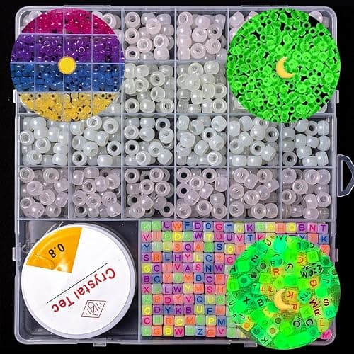 nikkiGUO 2500 PCS Pony Beads Jewelry Making Kit – 96 Colors, UV Color Changing & Glow Alphabet Beads, Heart Bow Crystal String, Tools, Gift Box for DIY Bracelets, Necklaces thumbnail 3