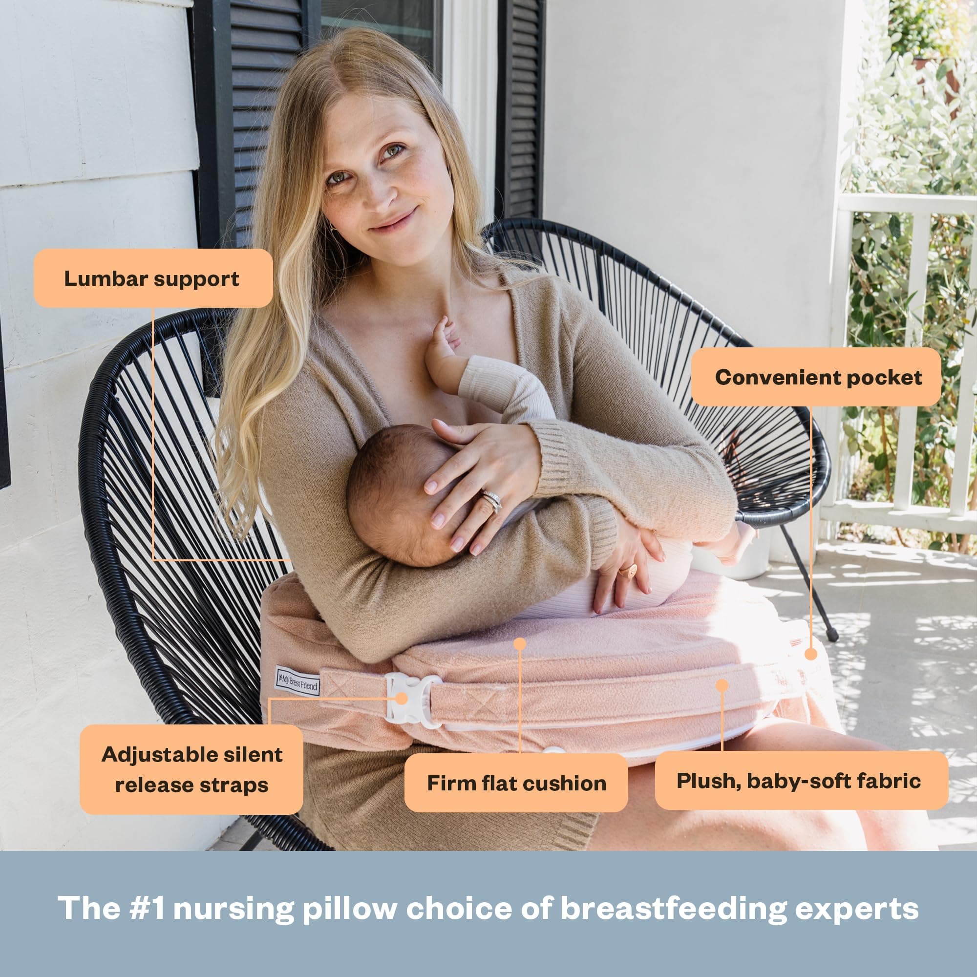 MY BREST FRIEND Deluxe Breastfeeding Pillow, Soft Rose thumbnail 2