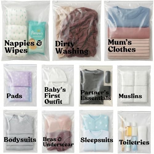 Hospital Bag Organiser Pouches 22 With Labels Hospital Bag Maternity Essentials For Baby Maternity Organiser Bags For Mum And Newborn Pregnancy Essentials Pouches For Mum And Baby In Various Sizes - Image 1