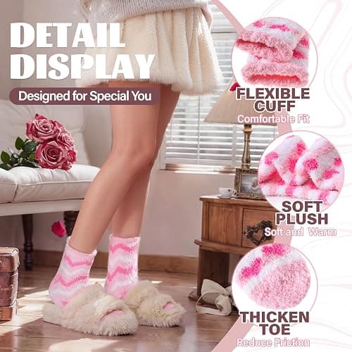 Anlisim Fuzzy Socks for Women, Soft Comfy Cozy Fluffy Thick Winter Warm Fleece Slipper Socks thumbnail 5