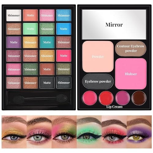 All in One Makeup Kit for Women Full Kit - 24 Eyeshadow, 4 Lipsticks, 1 Blushers, 1 Powder, 2 Eyebrow Powder, 1 Mirror, 1 Double Ended Brush, Makeup Gift Set for Teen Girls, Beginner and Professional thumbnail 2