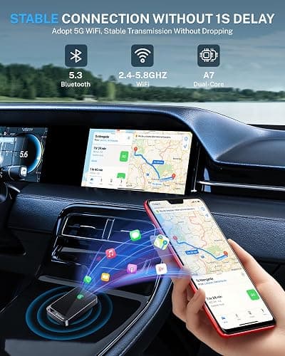 Jemluse Wireless CarPlay Adapter for Apple iPhone - Multi-User Seamless Connection for Convert Wired to Wireless Car Play Adapter - No Latency from iOS 10+ to Screen w/USB C (Gray) thumbnail 3