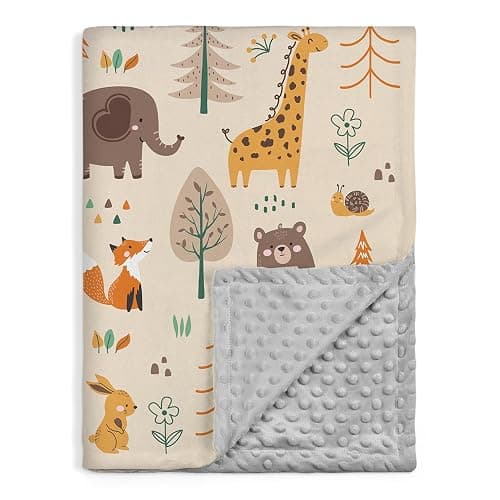 SANDJEST Woodland Animal Blanket - 30 x 40 Kids Minky Blankets for Boys Girls - Gifts for Birthday Christmas - Nursery Bedroom Decor - Image 1