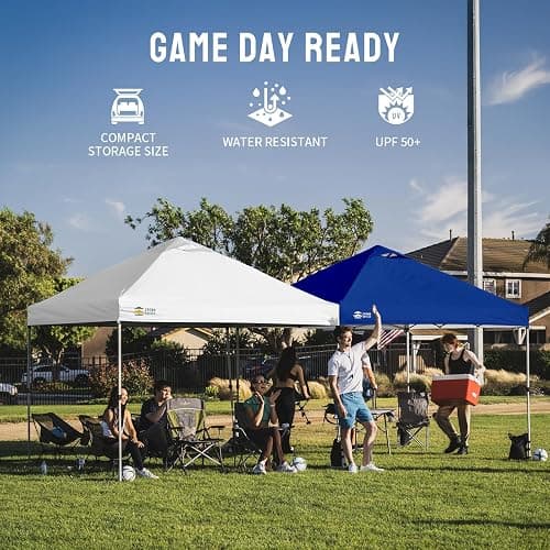 CROWN SHADES 10x10 Pop Up Canopy, Patented Center Lock One Push Tent Canopy, Newly Designed Storage Bag, 8 Stakes, 4 Ropes (10x10, White) thumbnail 8