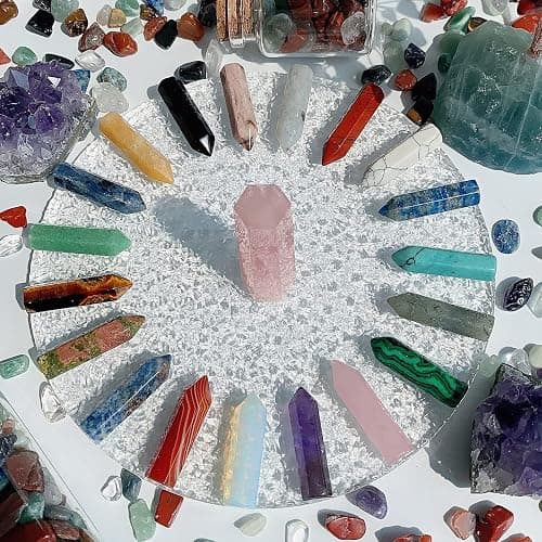 QINJIEJIE 20 PCS Healing Crystals Stones Sets Wands Bulk Natural Pocket Amethyst Crystal Rose Quartz Assorted Pointed Reiki Gemstones Polished Energy Meditation Chakra Christmas Gift Stocking Stuffers thumbnail 5