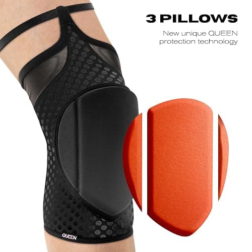 Queen Wear – Black Fire Grip – Pole Dance Knee Pads – Perfect Woman Protection for Ballet Modern Dance and Indoor Sports (L) thumbnail 4