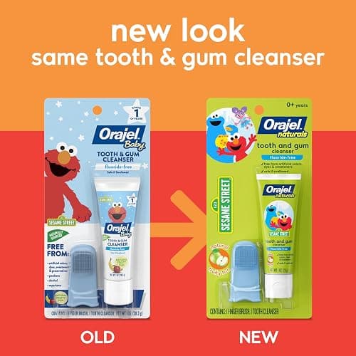 Orajel Baby Elmo Tooth & Gum Cleanser Fluoride-Free, 1 Finger brush, 1 Toothpaste 1oz; #1 Pediatrician Recommended Fluoride-Free Toothpaste* | Featuring Sesame Street, Training Toothpaste, For Babies Age 0+, #1 Pediatrician Recommended Fluoride-Free Toothpaste thumbnail 2