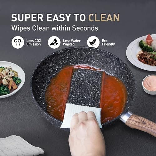 MAISON ARTS Pots and Pans Set Non Stick, 12 Piece Black Granite Kitchen Cookware Induction Compatible, Pot and Pan Sets for Cooking Nonstick thumbnail 5