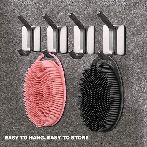 2 Pack Silicone Body Scrubber, Loofah Double-Sided Body Brush,Shower Scrubber and Scalp Massager Shampoo Brush for Sensitive Kids Women Men All Kinds of Skin (Black & Pink) thumbnail 3