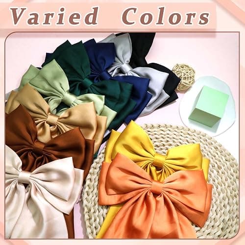 STGDAK Hair Bow Clips Elegant Bows Sage Green Bows Satin Ribbon Bow Large Bowknot Barrette Metal Clips St. Patrick's Day Hair Accessories For Women Girls Mardi Gras thumbnail 5