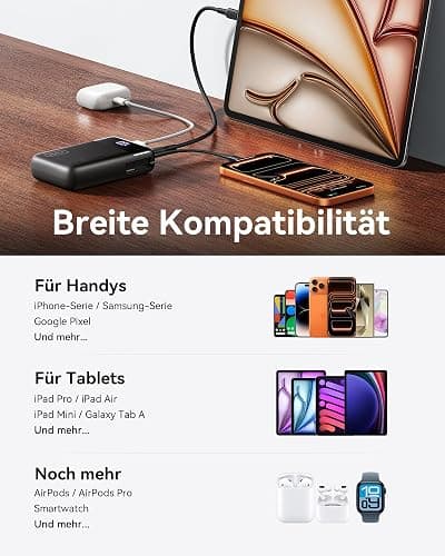 INIU 45W Power Bank, Ultra Klein 20000mAh Powerbank iPhone mit Integriertem USB-C Kabel, Schnellladen Externe Handyakkus Mini, Klein Aber Stark für iPhone 17 16 15 Pro, Samsung S22, Xiaomi, iPad etc thumbnail 7