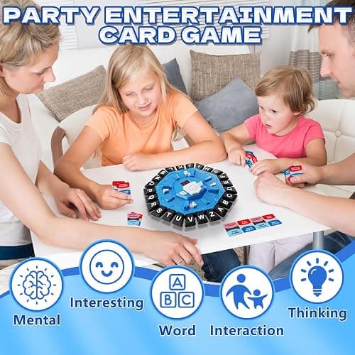 Resflycheng Word Game Family Board Game with Digital Display Timer and 2 Categories Modes Fun Fast-Paced 24-Letter Game for Learning Party Interactive (Blue) thumbnail 4