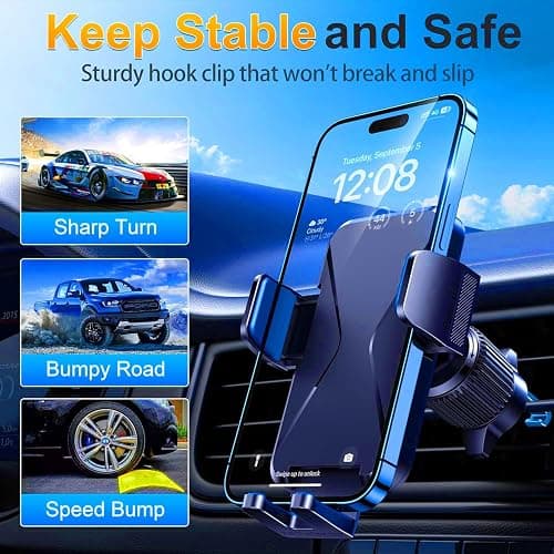 Qifutan Cell Phone Holder for Car Mount Car Vent Phone Mount, 360° Rotatable, Hands-Free Air Vent Holder for iPhone Smartphones Camera Mounts(4-7 Inch) thumbnail 3