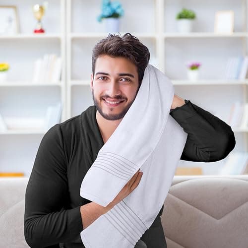 Towels 12 Pack Bath Towels Set, (27 x 54 Inches) 100% Ring Spun Cotton, Quick Dry, Highly Absorbent, Soft Feel Towels, Perfect for Daily Use (White) thumbnail 8