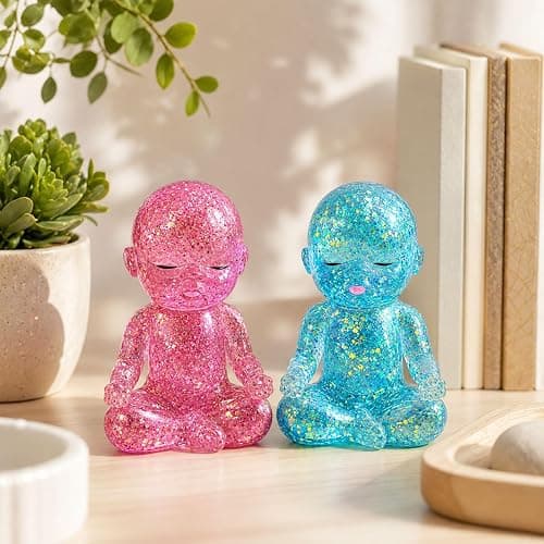 PRVCFZ 2 PCS Baby Squishy Pink and Blue Glitter Character Figurines, Colourful Desktop Decorations, Charming Ornaments for Home, Office, Shelf Display and Collection thumbnail 7