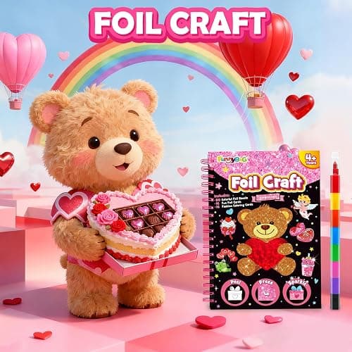FUNNYB&G Foil Art Craft for Kids - Valentine's Day Crafts Gift 2026 Party Favors Classroom Gift Exchange Art Supplies Creative Birthday Travel Toys for Girls Boys 4 5 6 7 8 9 Years Old(Valentine's) thumbnail 2