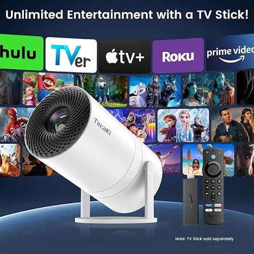 Mini Portable Projector with WiFi and Bluetooth,Support Movie Projector 1080P HD,Auto Keystone Correction,180° Rotatable,Compatible with TV Stick, HDMI, USB, Smartphone, Laptop (White 1) thumbnail 6