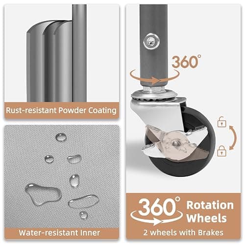 STORAGE MANIAC Vertical Rolling Laundry Hamper, 4 Section Laundry Sorter with Wheels and 2 Breaks, 4-tier Laundry Baskets for Small Space, Dorm, Laundry Room, Closet, Bathroom, Gray 4-tier thumbnail 6
