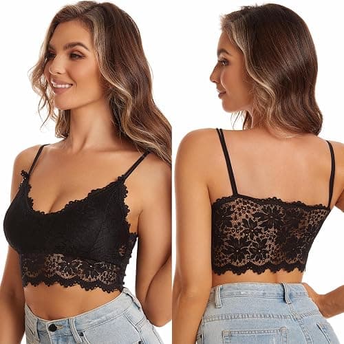 Duufin 5 Pcs Lace Bralettes for Women Bralette Padded Lace Bandeau Bra thumbnail 6