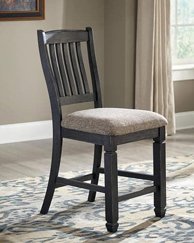 Signature Design by Ashley Tyler Creek Farmhouse 36" Counter Height Dining Table with Wine Rack, Amost Black Tyler Creek Farmhouse 24.38" Counter Height Upholstered Barstool, Set of 2, Almost Black thumbnail 2