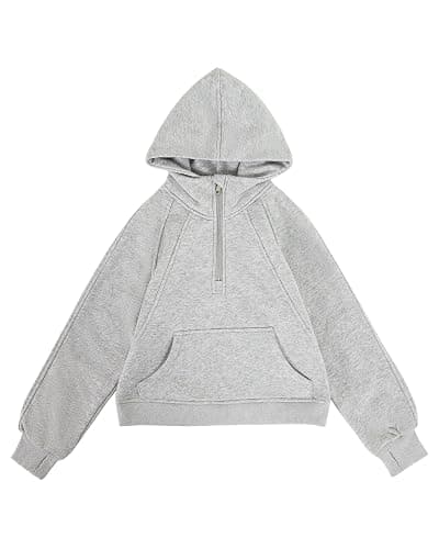 Girls' Hoodies Sweatshirts Half Zipper Pullover Crop Tops for Teen Girls Long Sleeve Sweater Thumb Hole thumbnail 3
