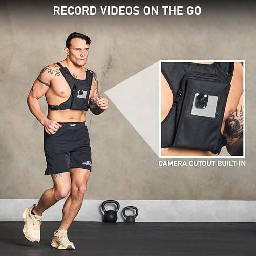 Elite Sports Running Vest w/Phone Holder, Gun Holster for Men/Women, Reflective Lightweight Chest Pack w/Touch Friendly Phone Sleeve, Camera Pocket - Chest Rig for Hiking, Trail, Marathon, Camping thumbnail 5