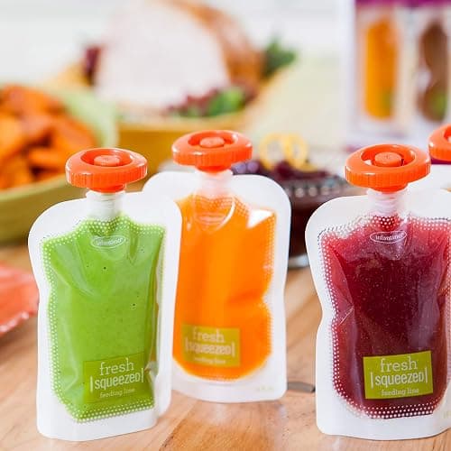 Infantino Squeeze Station, Baby Food Maker & Pouch Filler, Fill 3 Reusable Pouches at Once, Easy to Use, Dishwasher Safe, Homemade Baby Food Prep Essential, Purple thumbnail 11