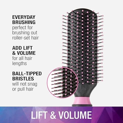 Conair Salon Results Hairbrush - Hair brush for Men and Women - Detangling - suitable for all hair types -features Nylon Bristles - Pink/Black thumbnail 2
