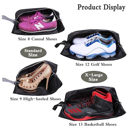 YAMIU Travel Shoe Bags Set of 4 Waterproof Nylon with Zipper for Men & Women, Black thumbnail 5