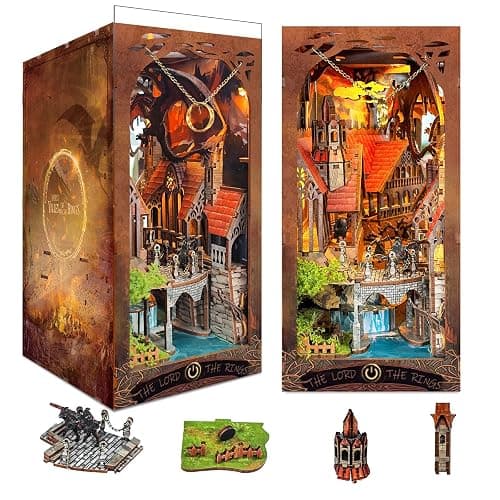 DIY Book Nook Kit,New DIY Dollhouse Booknook Bookshelf Insert Decor,3D Wooden Puzzles with LED,Book Nook Miniature Kit,Birthday Easter Home Decor for Teens Adult (Spirit Valley of The Magic Ring) - Image 1