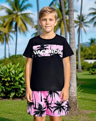 Boy Clothes Kids Boy's Summer Outfits Shorts Sleeve Crewneck T Shirt Tops Tees Shorts Sets Boy's 2 Piece Outfits thumbnail 2