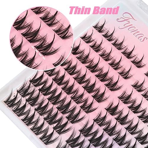 Fyonas Lash Clusters Manga Eyelash Clusters Spiky Cluster Eyelash Extensions 80Pcs C Curl Individual Lashes Volume Anime Lash Clusters with Thin Band Cosplay Lashes DIY at Home (Cutey) thumbnail 5