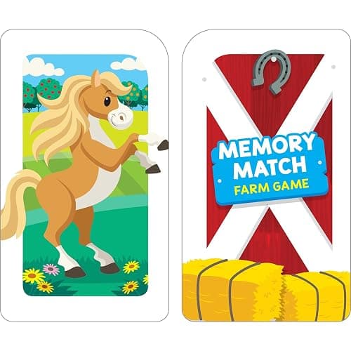 School Zone Memory Match Farm Card Game: 56 Game Cards, Preschool, Kindergarten, Animals, Early Reading, Counting, Matching, Vocabulary, Ages 3+ thumbnail 4