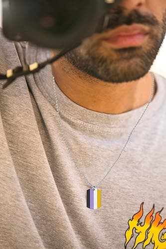 COLDDOX Progress Pride Dog Tags Pendant Rainbow Pride Gift LGBT Necklace - Nonbinary LGBT thumbnail 6