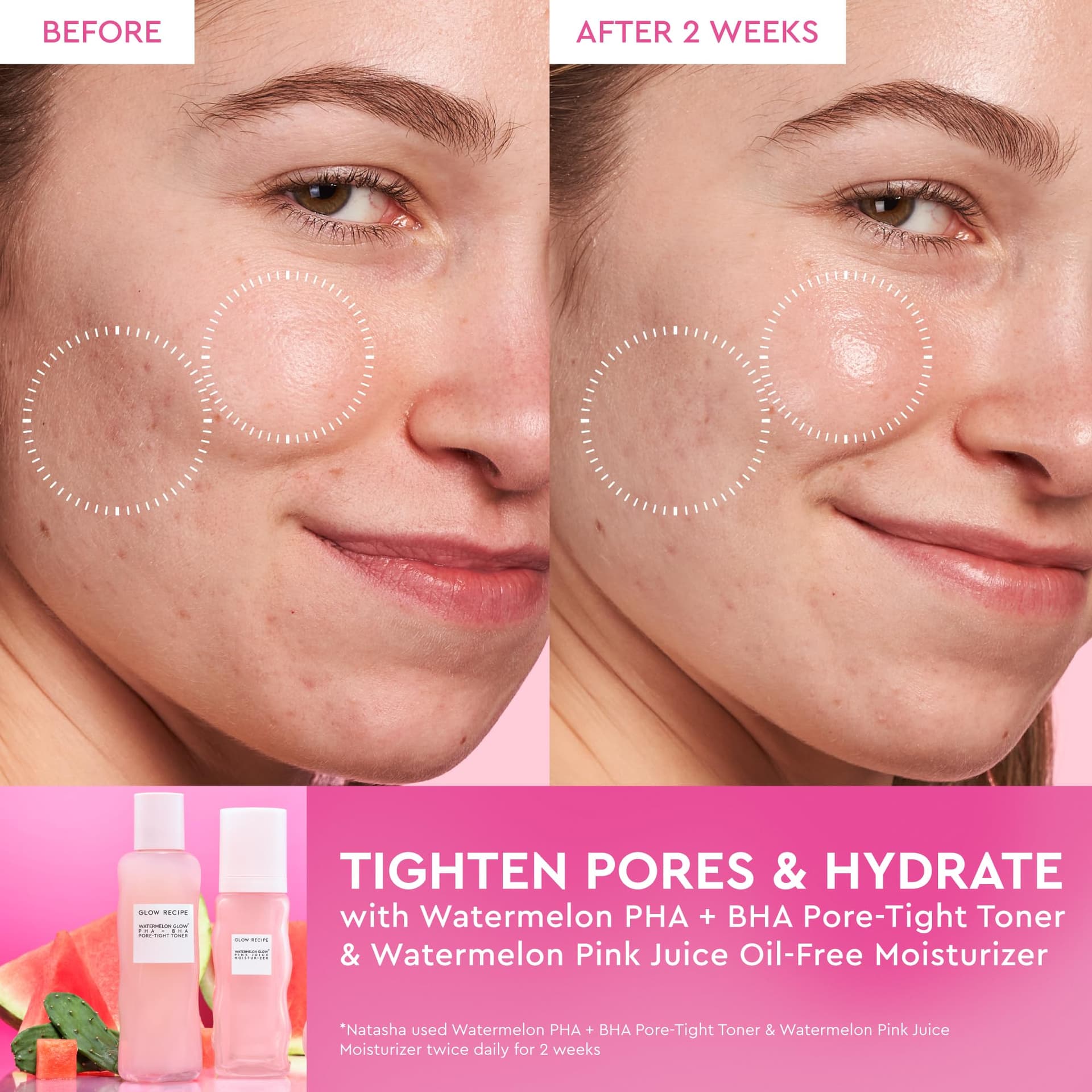 Glow Recipe Mini Watermelon BHA + PHA Pore Tight Face Toner, Mild Exfoliating Toner with Hyaluronic Acid, Cactus Water, Calming Cucumber, Tea Extract, Travel Size, 40ml thumbnail 3