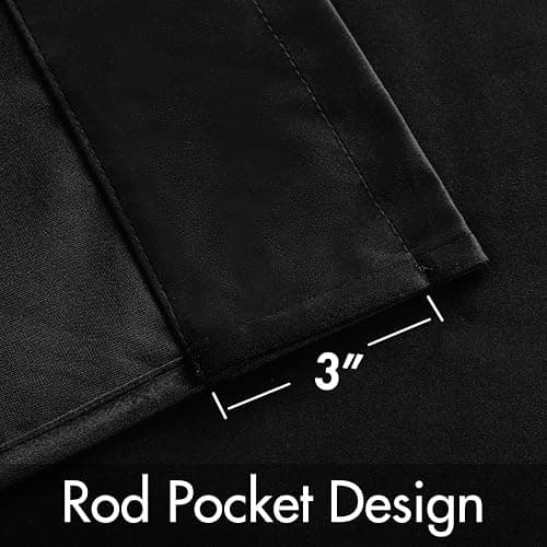 MIULEE Black Velvet Blackout Curtains 84 Inch Long 2 Panels, W40 x L84 | Luxury Super Soft, Thermal Insulated, Room Darkening Drapes, Rod Pocket Design, Window Curtains for Bedroom Living Room thumbnail 6