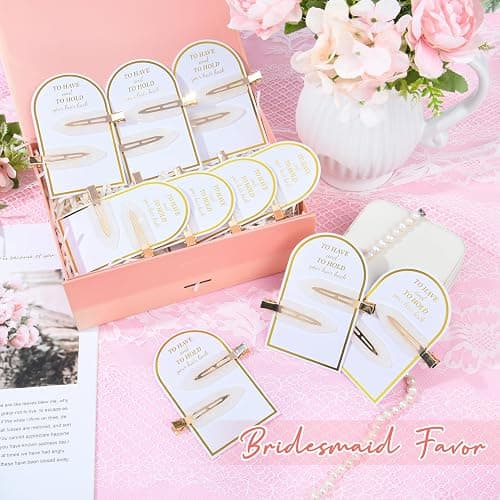 20PCS Bridesmaid Hair Clips No Bend Hair Clips Bridesmaid Hair Accessories Gifts Makeup White Creaseless Clips for Bride Women Girl(20Pcs/10Cards) thumbnail 3