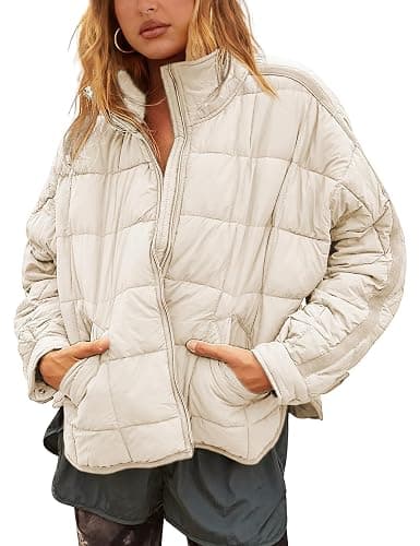Bianstore Women's Oversized Splice Quilted Lightweight Puffer Jacket Casual Padded Coat - Image 1