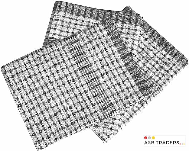 A & B TRADERS Wonderdry Tea Towels Kitchen Pack of 10, Cotton Absorbent Long Lasting Catering Bar Towel (Black) - Black thumbnail 5