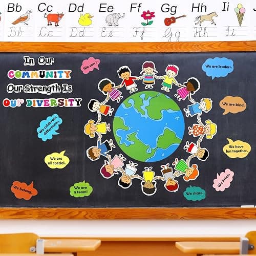 31 Pcs Bulletin Board Decoration Set Classroom Decorations Diverse Children Borders Cutouts for Party School Student Teacher (Our Strength is Our Diversity) thumbnail 2