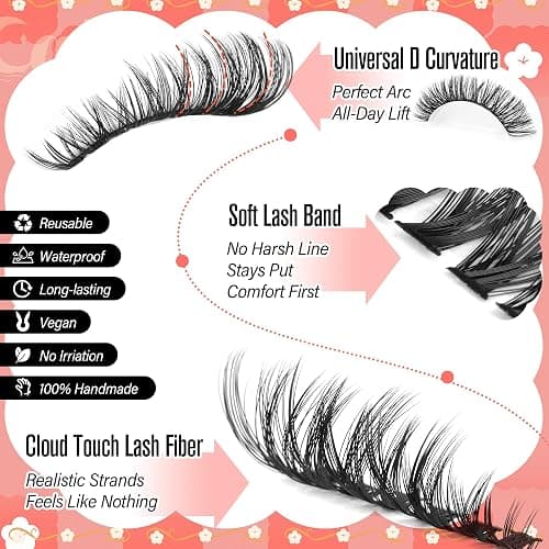 calphdiar Wispy Lash Clusters 30D+40D+50D+60D Individual Lashes 480PCS Eyelash Clusters Natural Volume Lashes Clusters D-curly Cluster Eyelash Extensions 8-18MM DIY Lash Extension at Home thumbnail 5